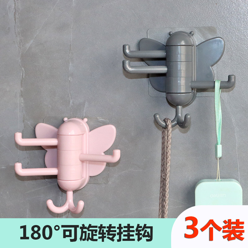 创意无痕粘贴免打孔魔力贴强力粘胶墙壁挂钩可爱装饰可旋转粘钩