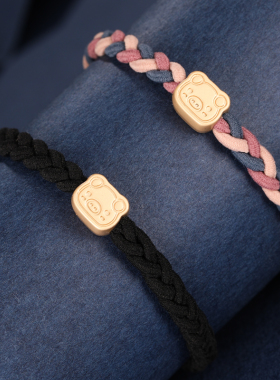 简约扎头两用情侣手链免费刻字