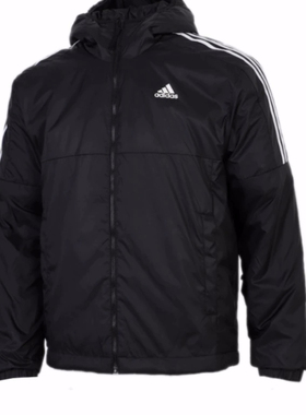 adidas 保暖运动连帽夹克棉服 冬季 男款 黑色 KF6755