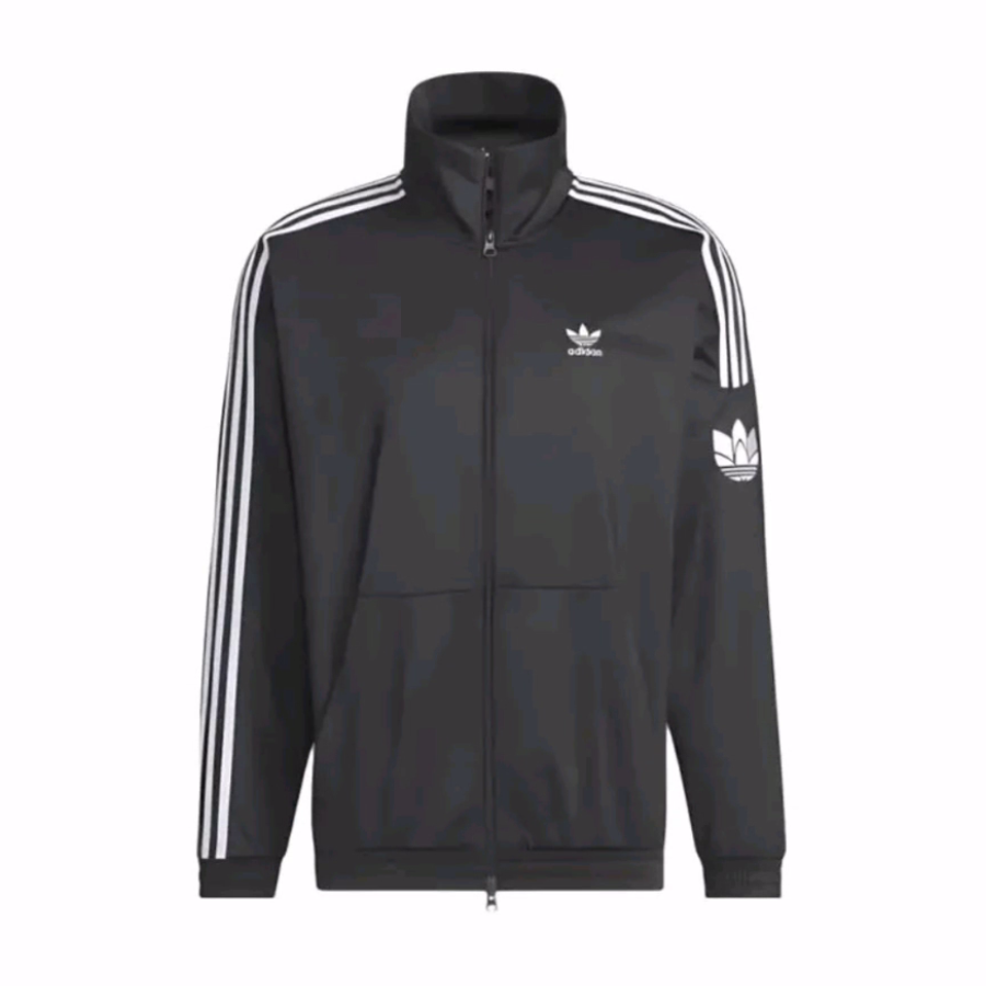 adidas originals RT TT U2 立领条纹夹克外套 男女同款 黑色