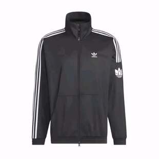 adidas originals RT TT U2 立领条纹夹克外套 男女同款 黑色