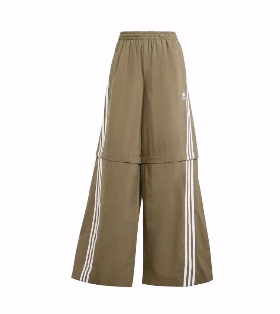 adidas Originals Tracksuit系列侧边条纹中腰运动长裤女装橄榄绿