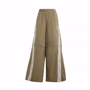 adidas Originals Tracksuit系列侧边条纹中腰运动长裤女装橄榄绿