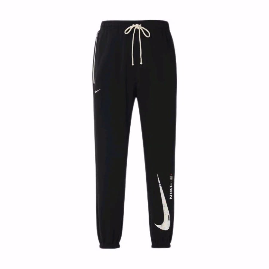 Nike Logo印花图案系带松紧腰束脚针织运动裤 男款 黑色