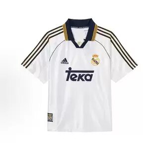 adidas 99/00 皇马特别款 运动短袖翻领足球衣 男款 白色