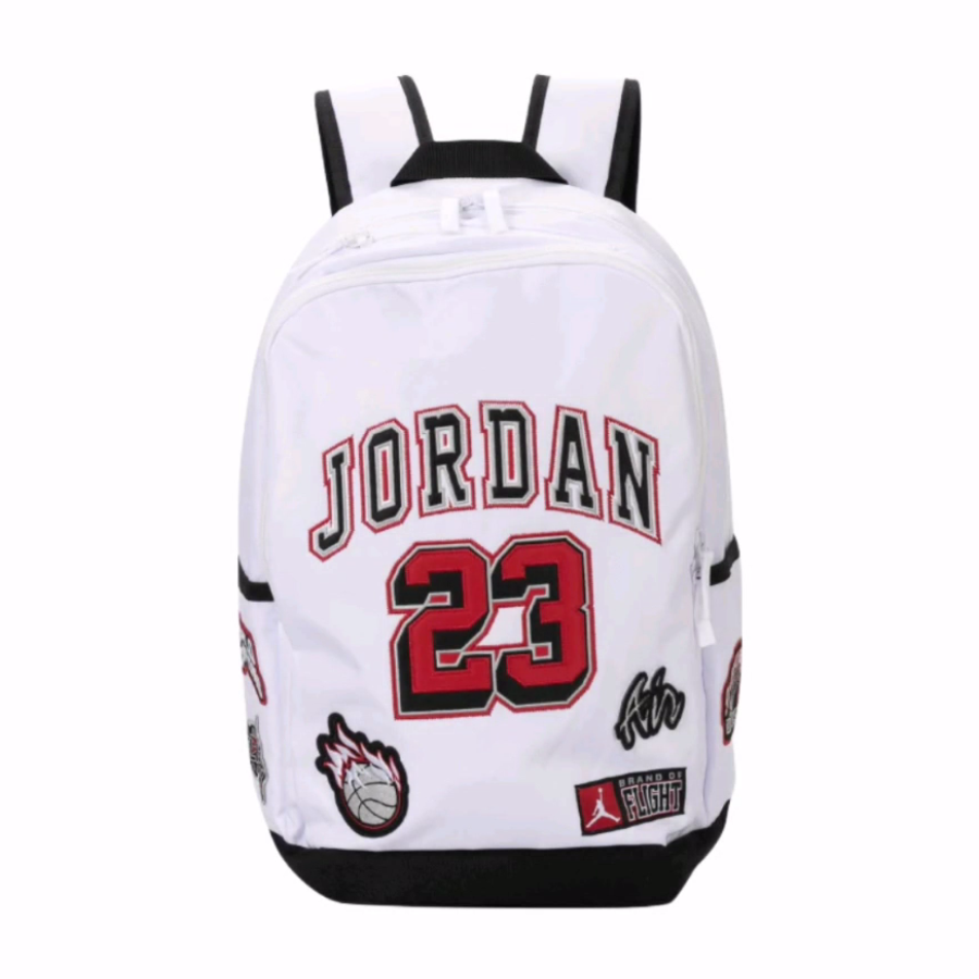 Jordan 乔丹 品牌Logo徽标 聚酯纤维 双肩包 男女同款情侣款 白色