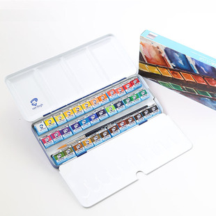 进口 凡高梵高固体水彩颜料套装 便携铁盒48色36色24色 18色 12色