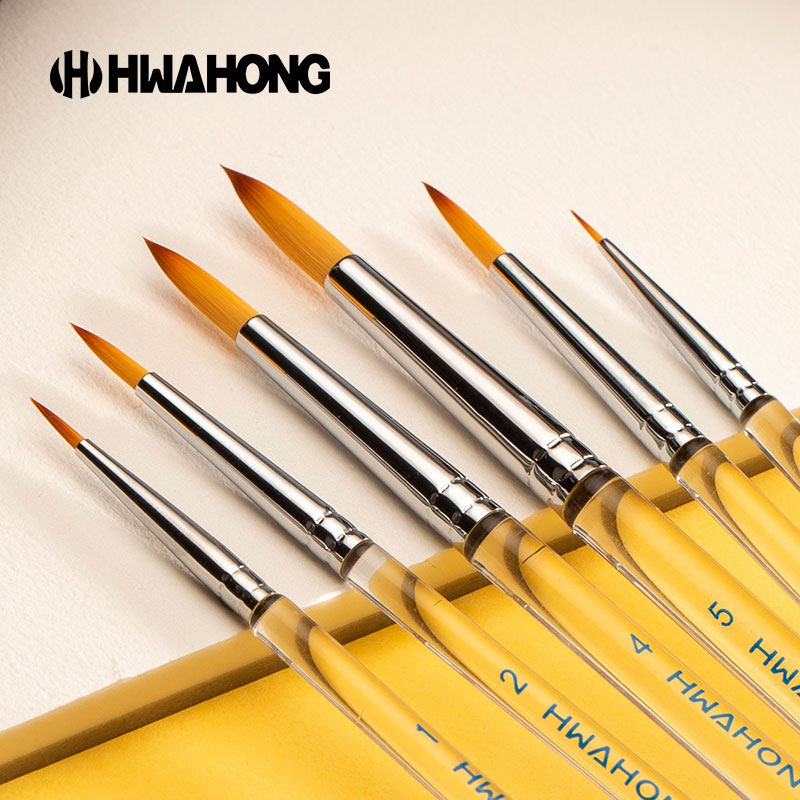进口hwahong韩国华虹勾线笔368描线笔 尼龙毛水彩笔 有机透明笔杆