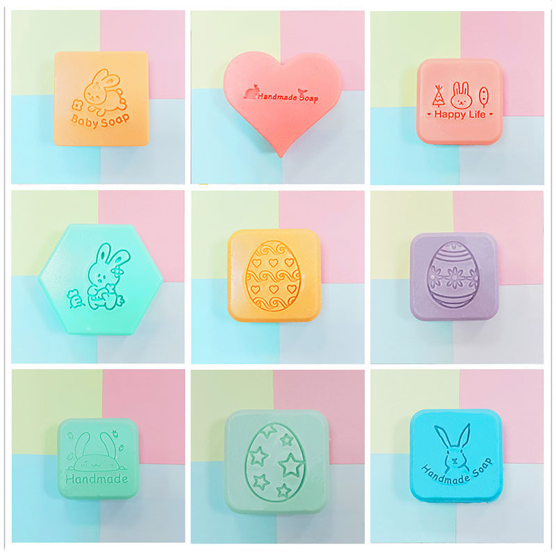 复活节彩蛋兔子透明亚克力皂章手工香皂肥皂树脂印章陶泥毛豆皂印