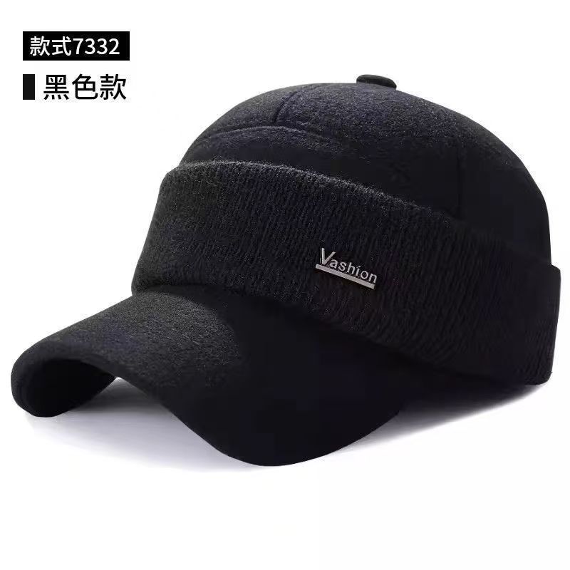 秋冬季呢棒球帽男式呢子护耳帽加厚加绒鸭舌帽中老年男帽包邮