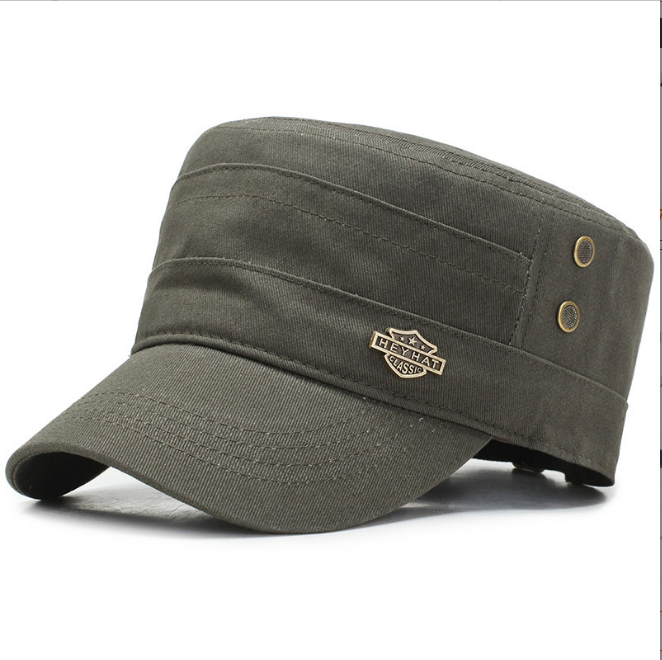 平顶帽春秋季户外棉质帽男士时尚百搭休闲运动帽子大头围可调节