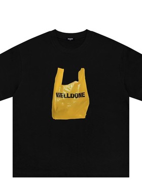WE11DONE Hopeful潮牌美式休闲购物袋男女短袖T恤情侣高街宽松夏