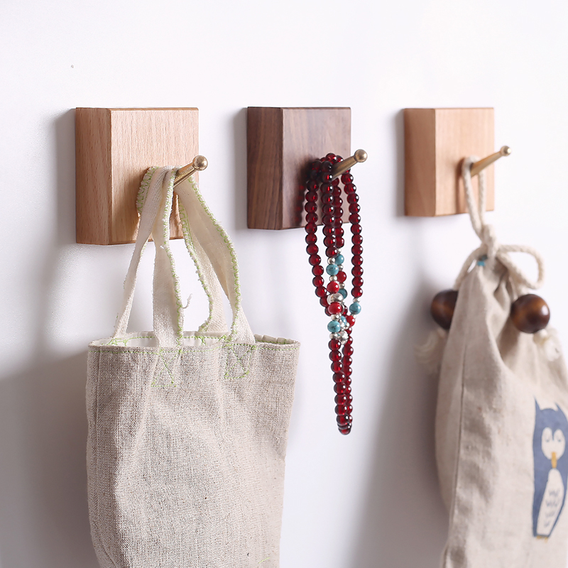 实木黄铜创意挂衣钩北欧风格墙面