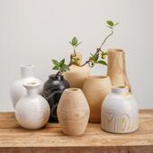 木质花瓶餐厅花瓶北欧白色花器北欧原木软装 民宿摆台外贸尾货特价