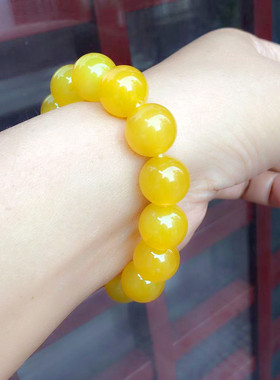 14毫米冰种黄玛瑙手串男女玉手链