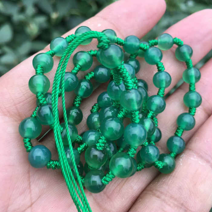 绿玛瑙玉珠链子玉髓项链挂件吊绳