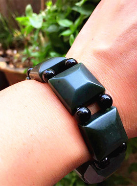 和田青玉方块手链男款玉石手串