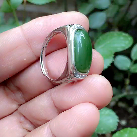 碧玉活口指环菠菜绿男友戒子