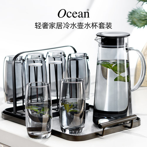 Ocean进口家用玻璃杯冷水壶套装