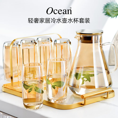 ocean玻璃琥珀色水具套装