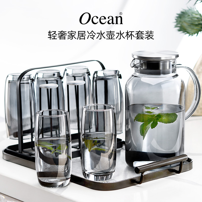 Ocean鸥欣冷水壶耐高温家用玻璃凉水壶客厅凉水杯扎壶泡茶壶套装