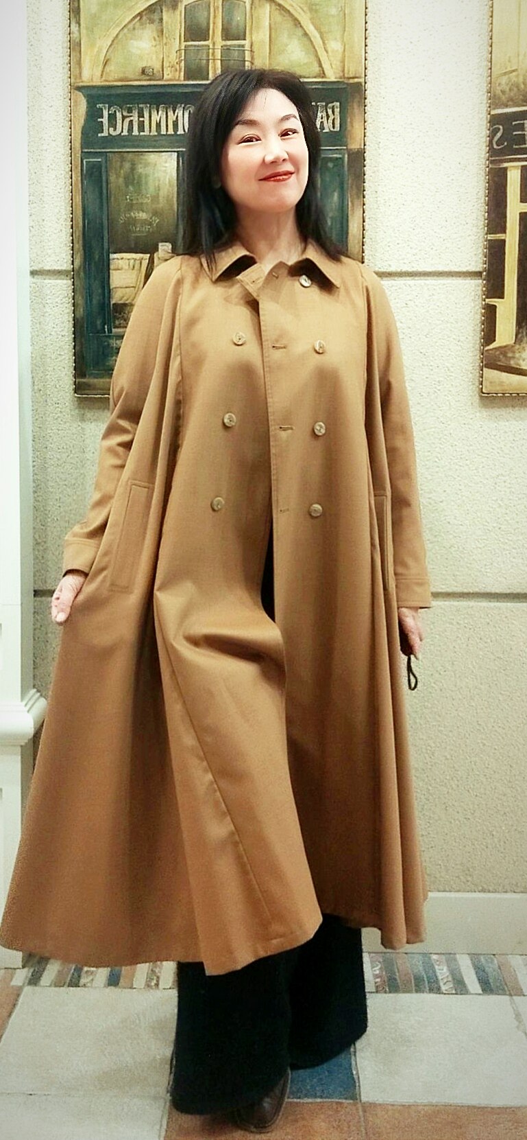 一块油画色美拉德风23年款欧美宝藏光泽高密风衣宽松廓形气质时尚