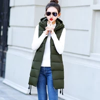 Mùa thu và mùa đông phụ nữ mới giảm béo áo vest nữ cotton trùm đầu xuống bông ấm vest dài vest - Áo vest áo kiểu nữ đẹp