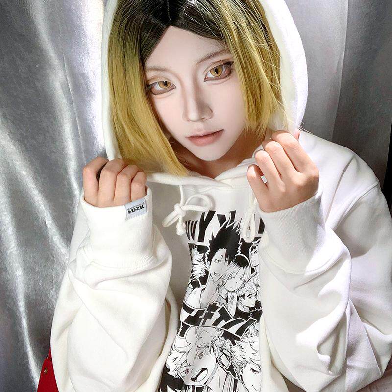FDSK小排球二次元排球队员组合研磨黑尾潮流宽松加绒连帽情侣卫衣