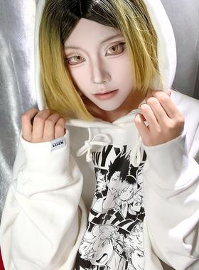 FDSK小排球二次元排球队员组合研磨黑尾潮流宽松加绒连帽情侣卫衣