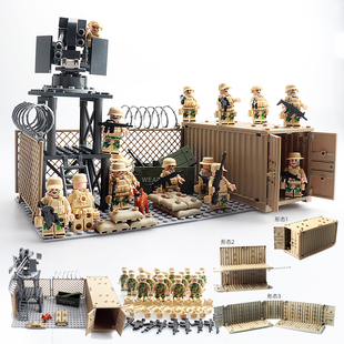国潮积木暗黑监狱特警积木军事武器人仔防爆警察突围男孩玩具礼物