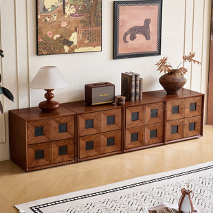 中古风白蜡木实木床头柜卧室小户型自由组合法式复古储物收纳斗柜