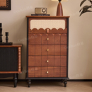 法式 复古实木斗柜客厅靠墙储物边柜中古风白蜡木收纳柜储物收纳柜