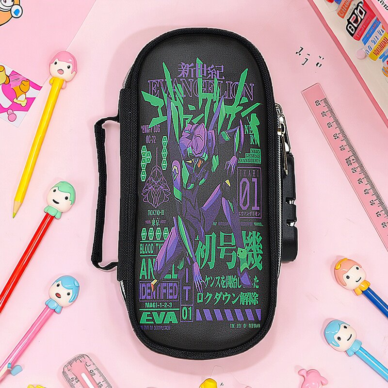 EVA福音战士笔袋密码锁中小学生笔盒ins文具盒大容量多功能铅笔盒