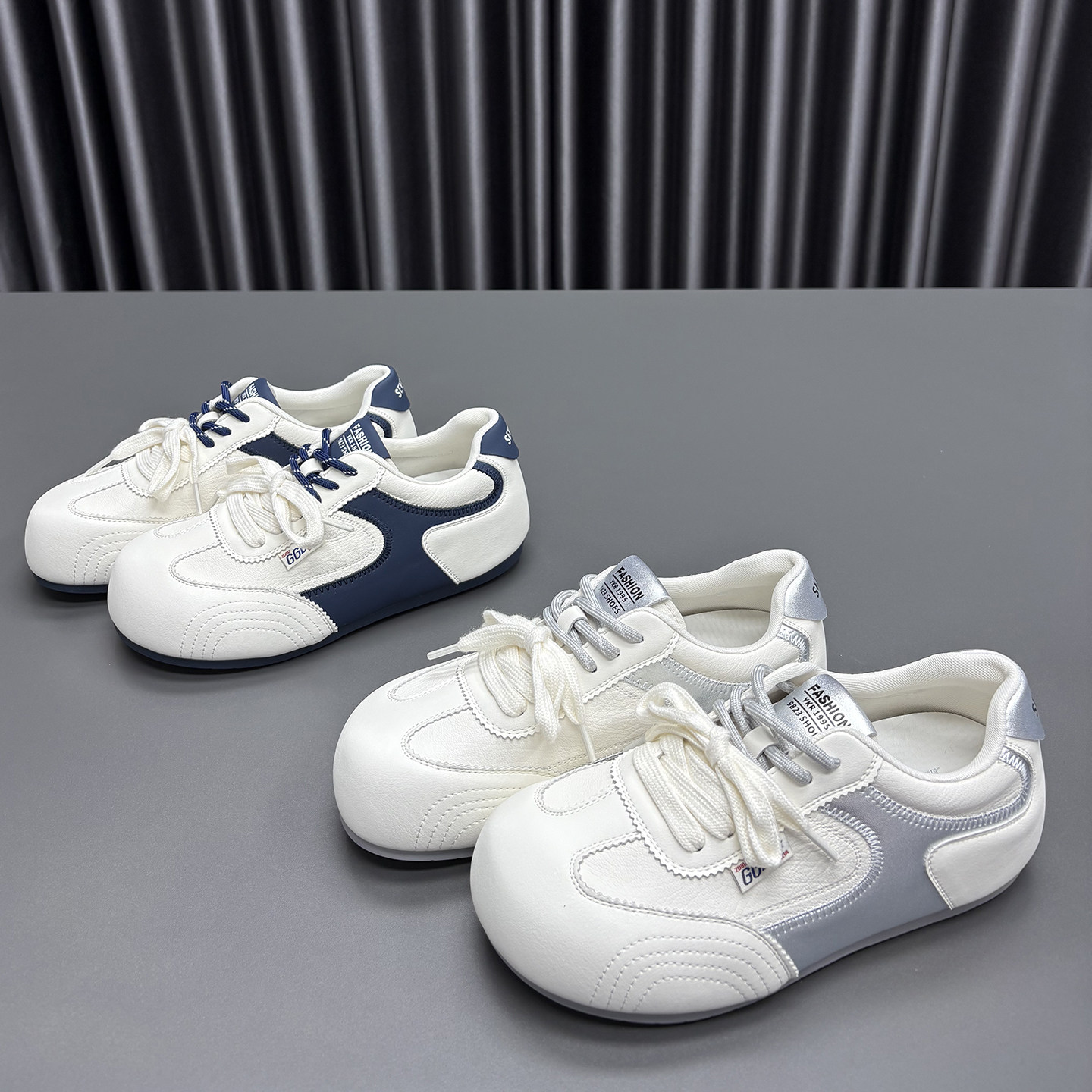 真皮德训鞋女2026春季新款圆头系带厚底防滑透气牛皮休闲运动板鞋