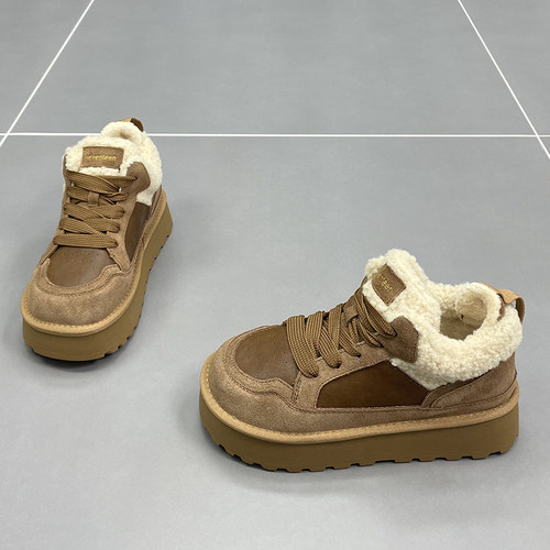 速利玛真皮羊毛雪地靴女2025冬季