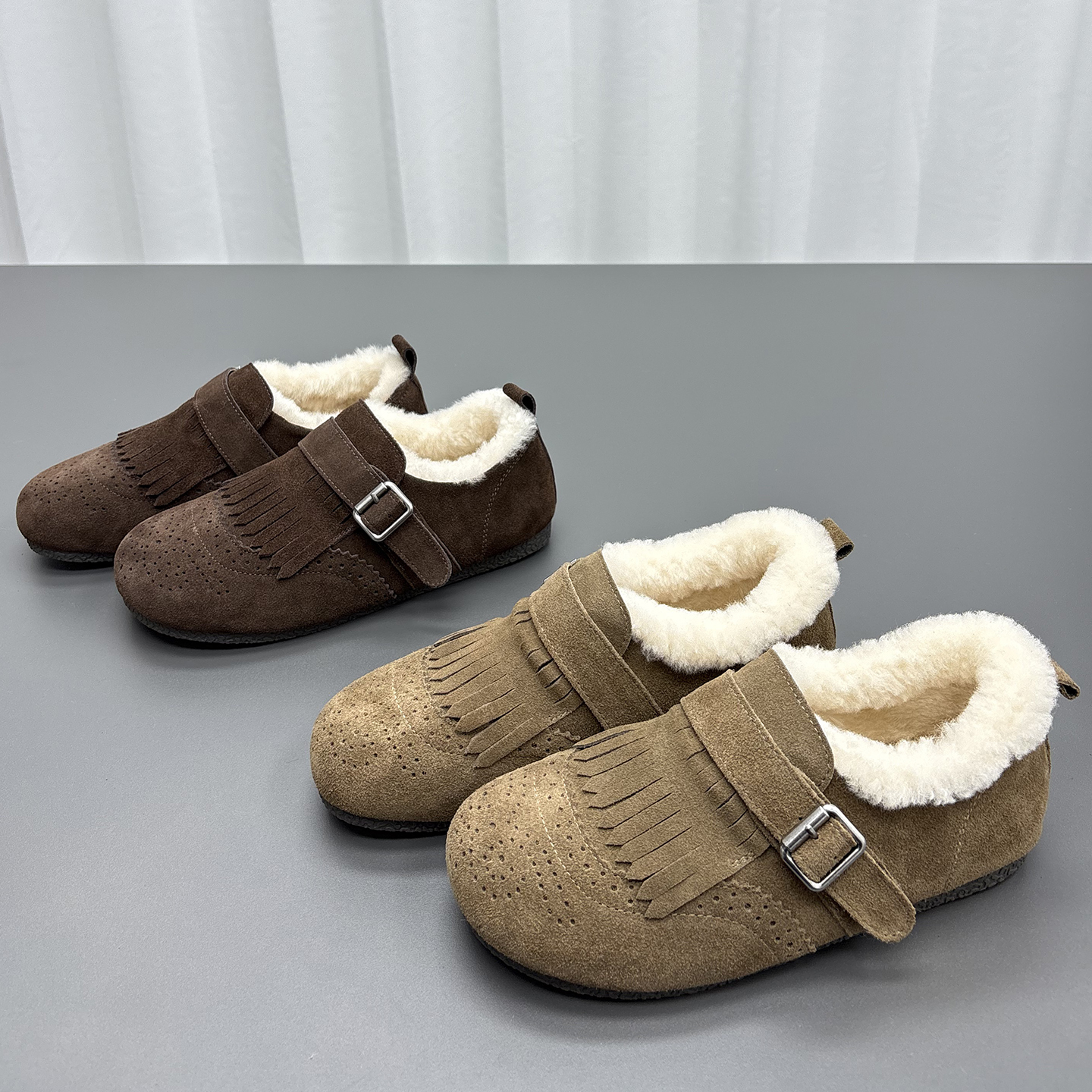 真皮羊毛加绒勃肯鞋女2025冬季