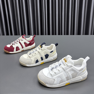 真皮网面阿甘鞋女2026春季新款圆头厚底休闲透气百搭时尚运动鞋潮