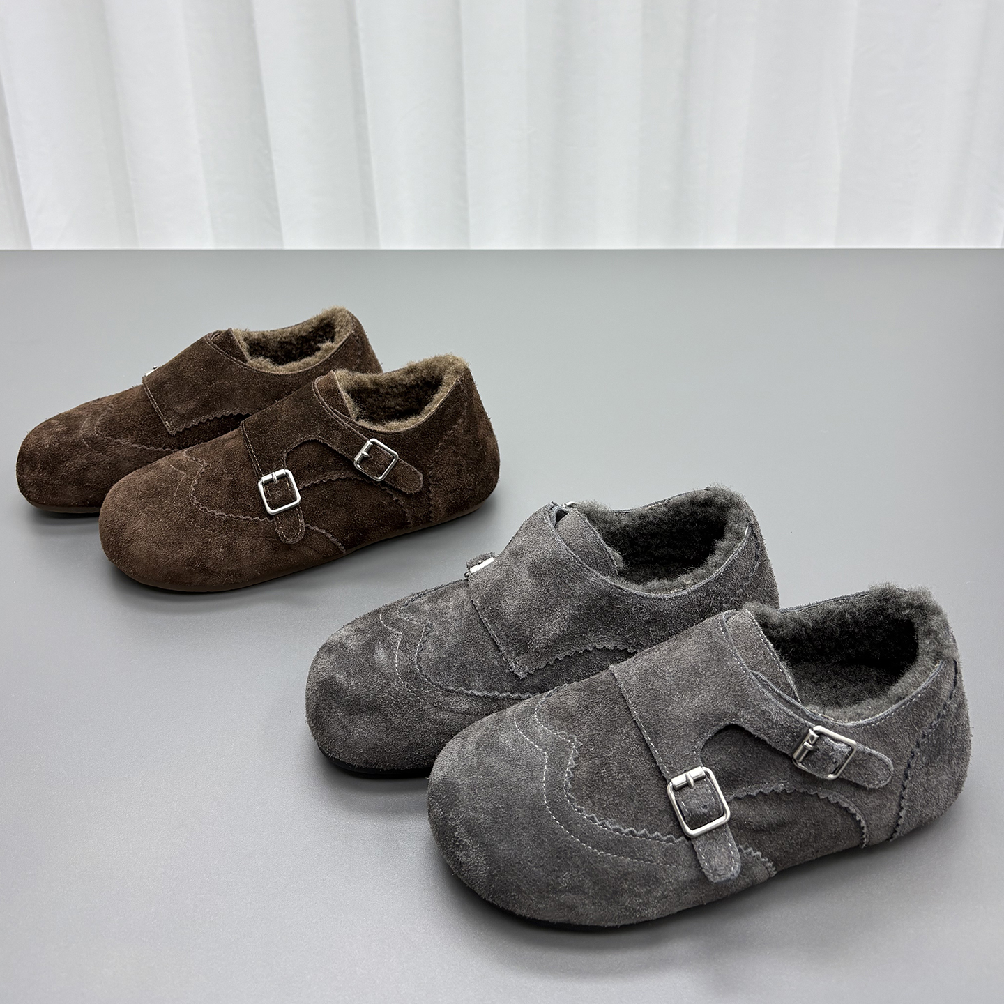 真皮羊毛加绒勃肯鞋女2025冬季