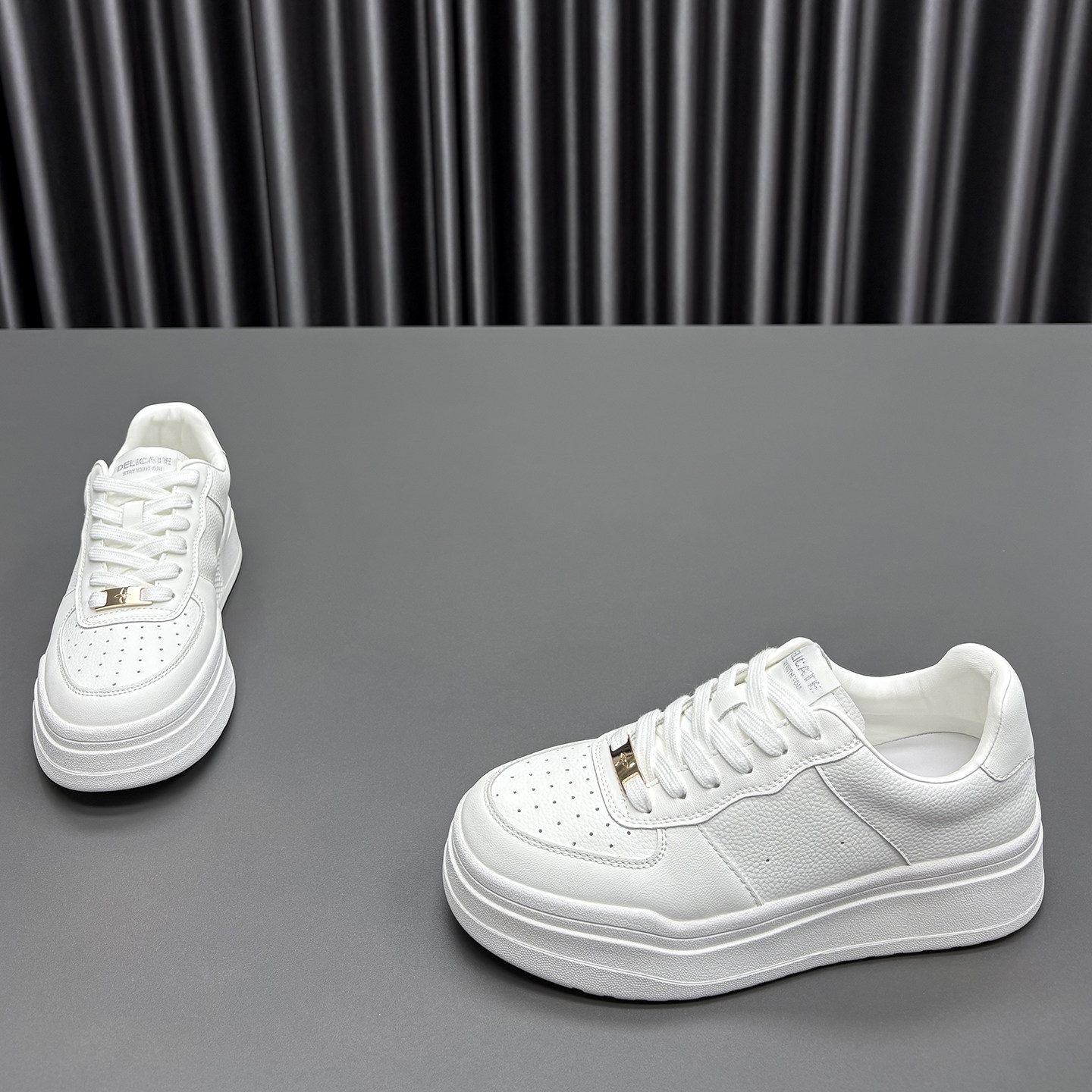 真皮小白鞋女2026春季新款圆头厚底系带舒适透气牛皮休闲运动板鞋,女鞋,休闲板鞋,淘宝优惠券,粉丝福利购,淘宝优惠卷