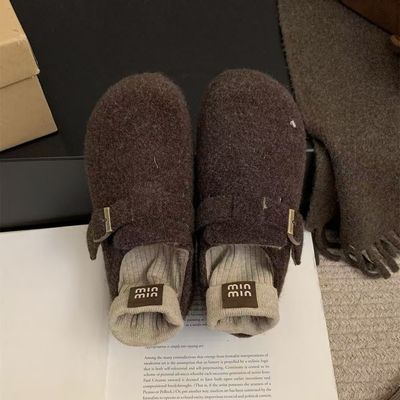 全包灰色勃肯鞋女鞋子2025秋冬新款爆款一脚蹬懒人鞋加绒博肯棉鞋