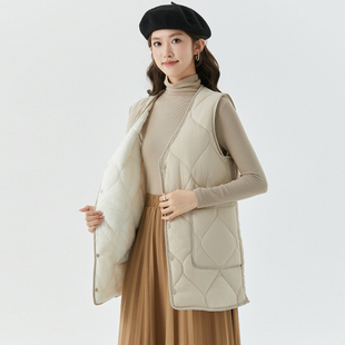 羽绒棉马甲女中长款羊羔绒加绒加厚打底内胆保暖背心内穿坎肩外套