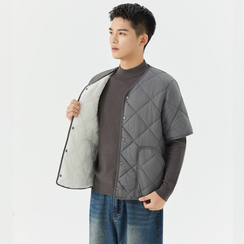 羊羔绒保暖棉衣男加绒加厚秋冬