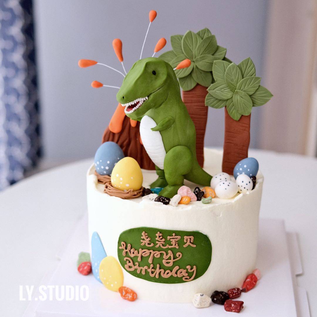 麓岚 儿童翻糖恐龙蛋糕 卡通动物奶油生日蛋糕 厦门同城速递