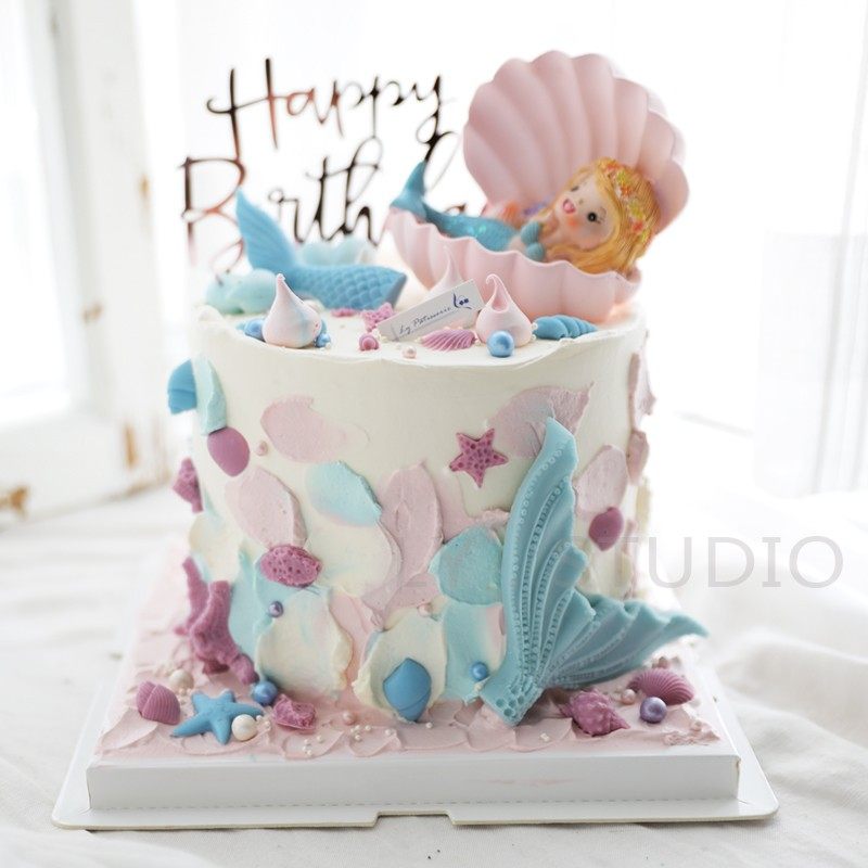 麓岚 ins网红美人鱼生日蛋糕 鱼尾高款女孩蛋糕 动物奶油厦门同城