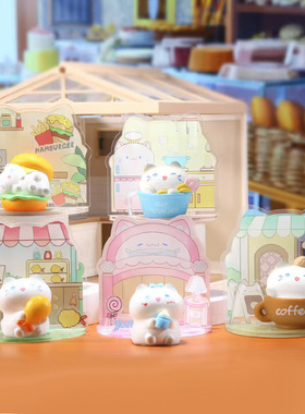 可爱卡通美味喵喵盲盒猫咪公仔手办桌面装饰小摆件树脂工艺品