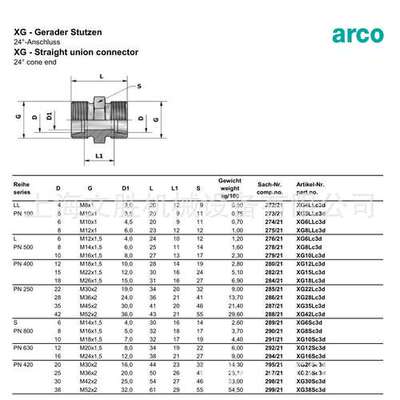 德国arco液压接头XG系列XG25Sc3d