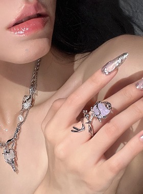 复古夸张个性荆棘玫瑰戒指