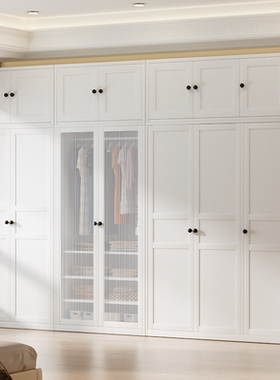 钢制家用衣柜简约卧室衣帽间开门环保铁艺柜移门组合柜收纳柜