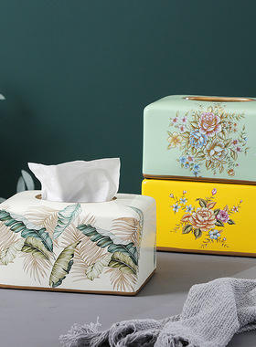 创意北欧风ins陶瓷纸巾盒轻奢家用欧式现代客厅餐厅装饰抽纸巾盒