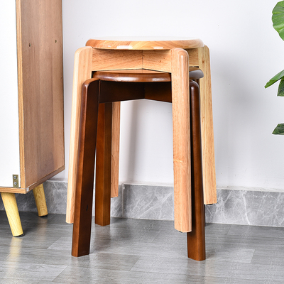 实木圆凳子家用木头板凳简约原木餐桌凳可叠放凳小凳子矮凳客厅